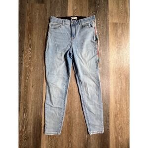 Knox Rose Skinny Jeans Womens 10 Light Blue Embroidered Side Stripe Boho Denim